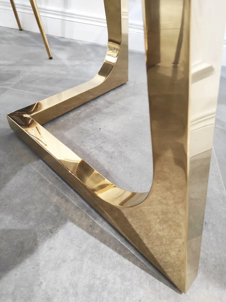 Masa Veneto rotunda alb/gold marmura – H76 cm