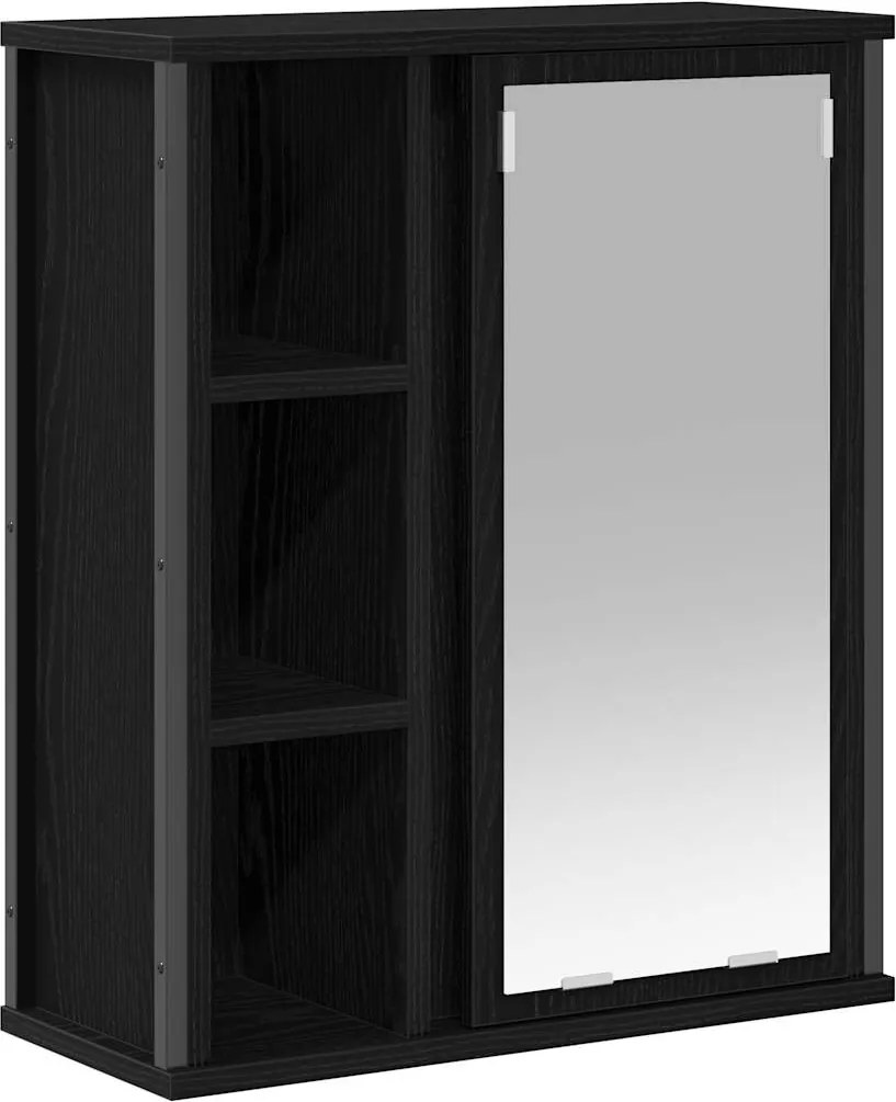 vidaXL Dulap de baie cu oglindă stejar negru 50x21x60 cm