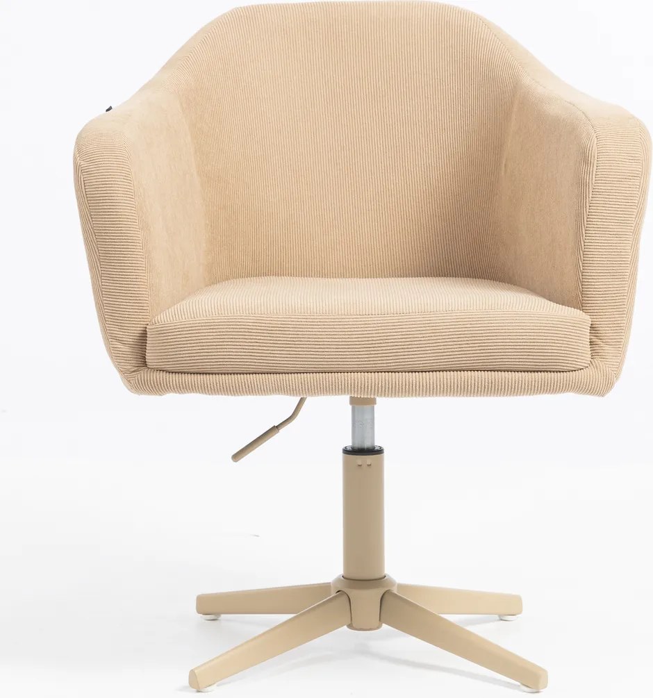 HR832CROSS Scaun Catifea Reiată Premium culoare Bej Ghimbir cu Bază Crem