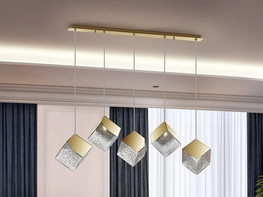 Lustra moderna cu 5 Pendule design decorativ Priscila aurie