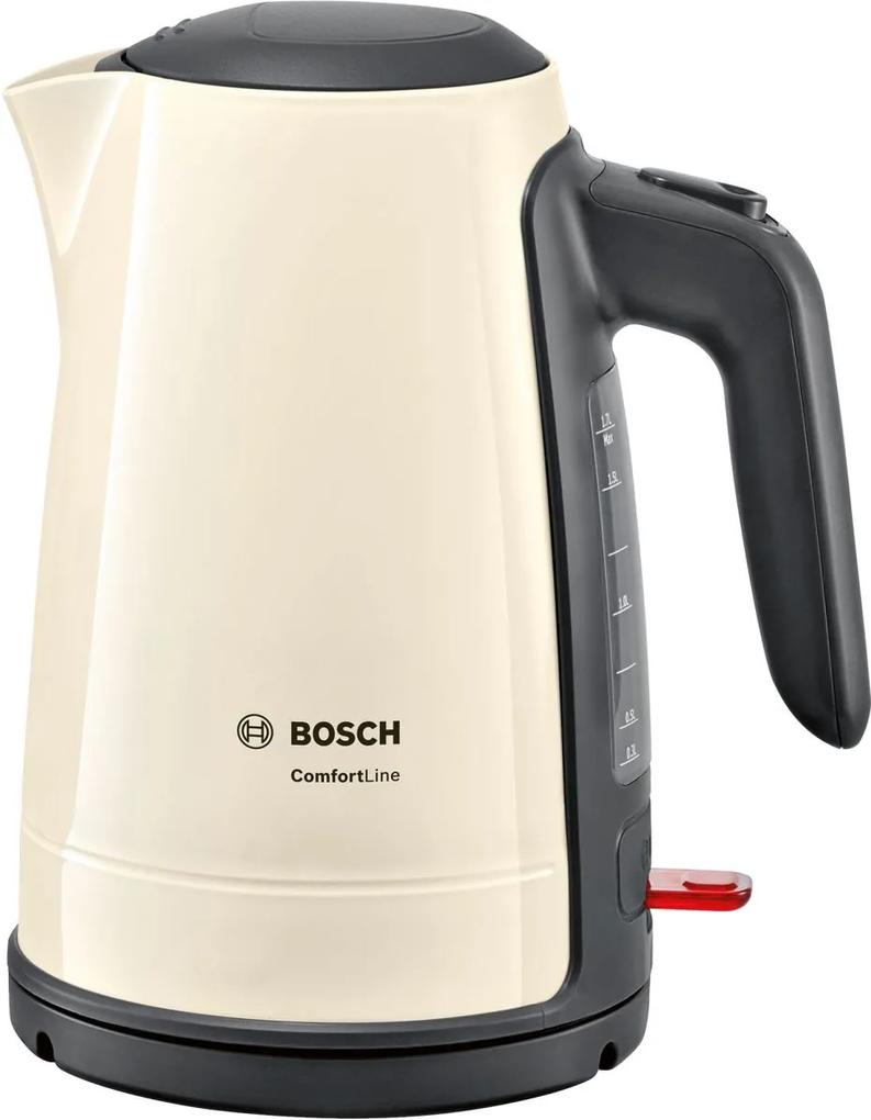 Fierbator de apa Bosch TWK6A017, 2400 W, 1,7 L, Oprire automata, Filtru anticalcar, Crem/Gri