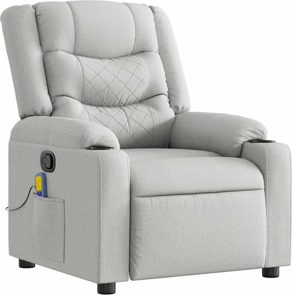 vidaXL Scaun de masaj cu țesătură gri nor