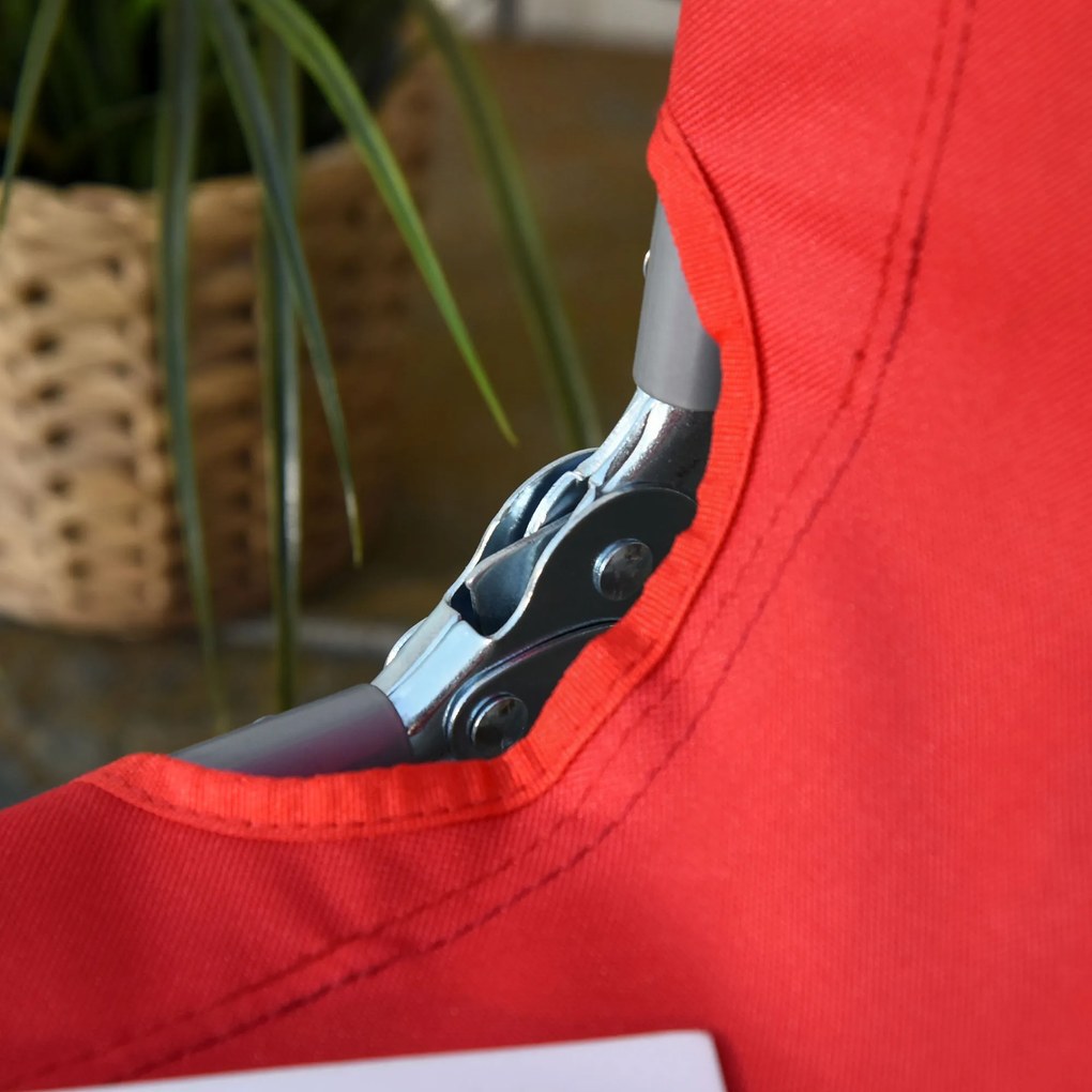 Outsunny Șezlong Pliabil cu Spătar Reglabil în 5 Poziții, Șezlong de Grădină cu Structură din Metal și Material Oxford, pentru Plajă, Piscină, Grădină, 187x55x24cm, Roșu | Aosom Romania