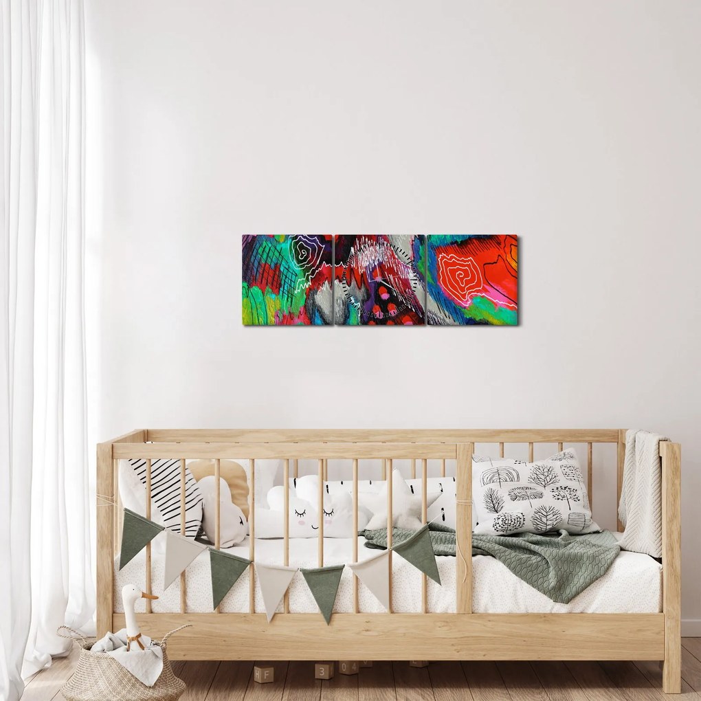 Tablou abstract - culori (cu ceas) (90x30 cm)