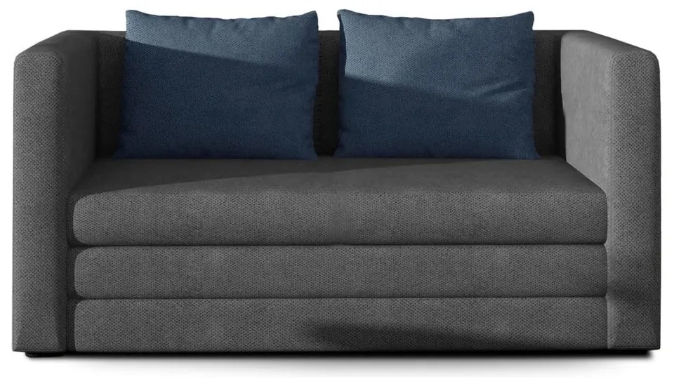 Canapea albastră/gri extensibilă cu tapițerie din chenille 132 cm Neva – ELTAP