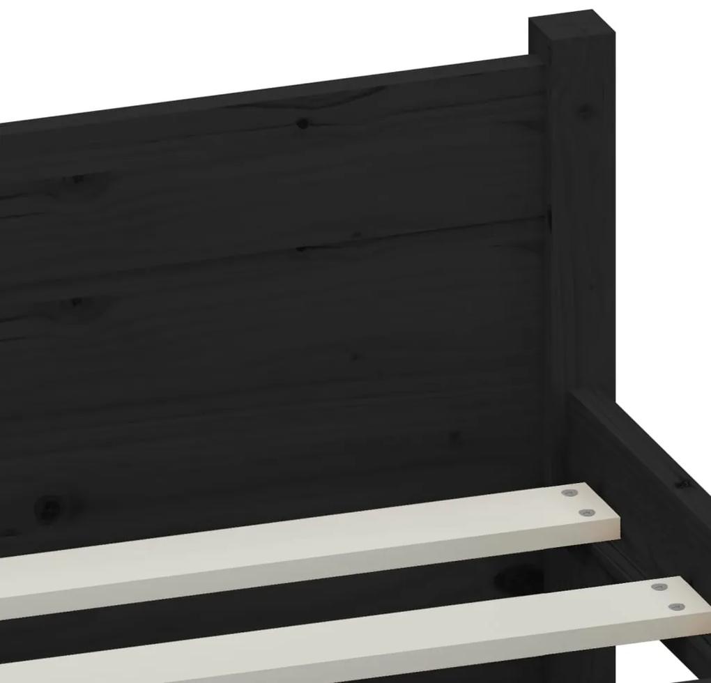 Cadru de pat Super King 6FT, 180x200 cm, negru, lemn masiv Negru, 180 x 200 cm