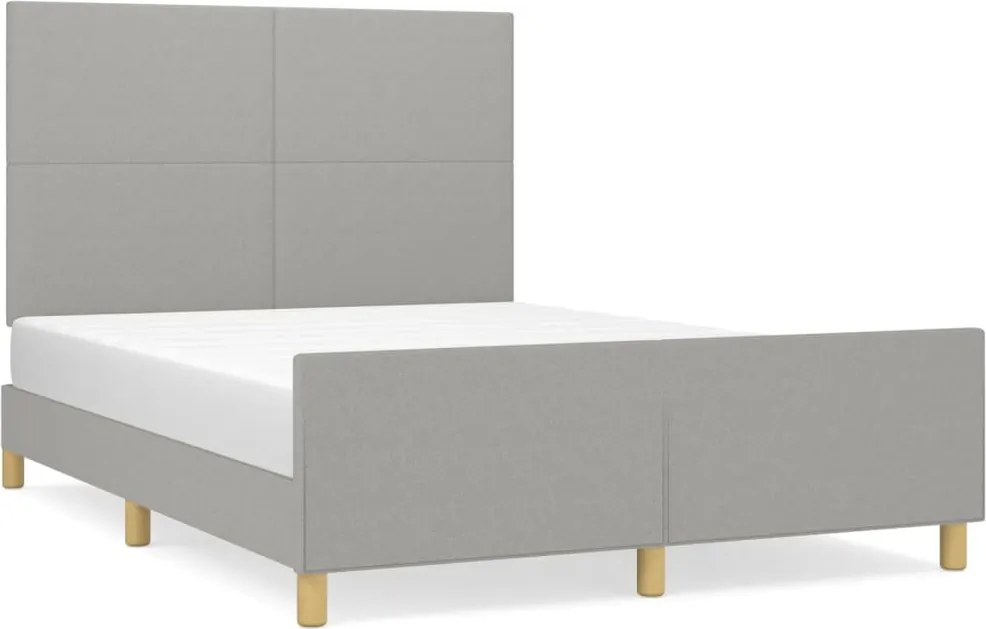 vidaXL Cadru de pat fără saltea, gri deschis, 140x190 cm, textil