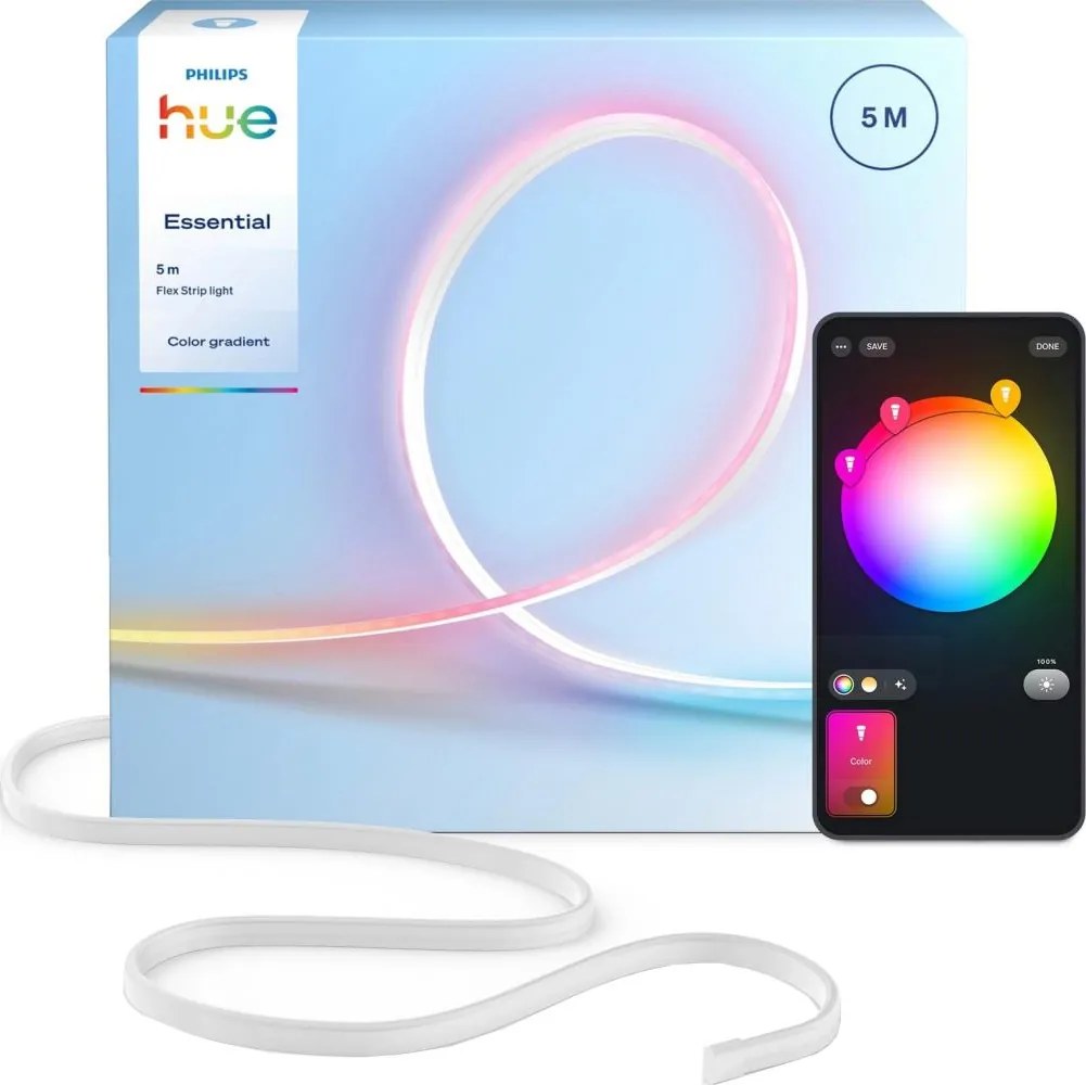 Philips Hue ESSENTIAL Bandă LED RGBW dimmabilă 5 m, 19W, 230V, 2200-6500K