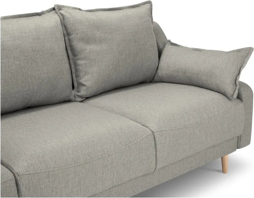 Canapea extensibilă cu spațiu de depozitare Mazzini Sofas Freesia, gri deschis