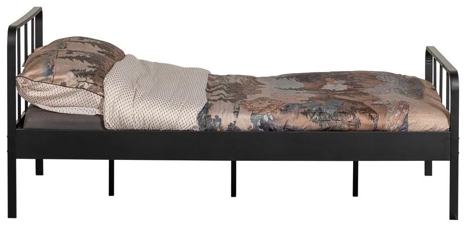 Pat negru din metal cu somieră 120x200 cm Mees – WOOOD