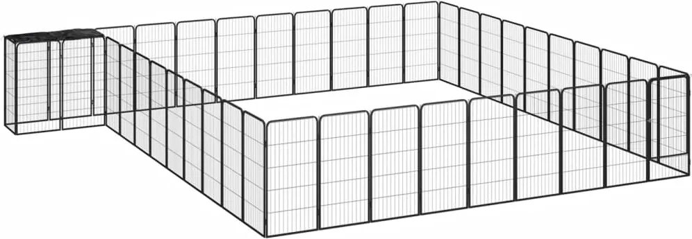 vidaXL Țarc câini 42 panouri negru 50x100 cm oțel vopsit electrostatic