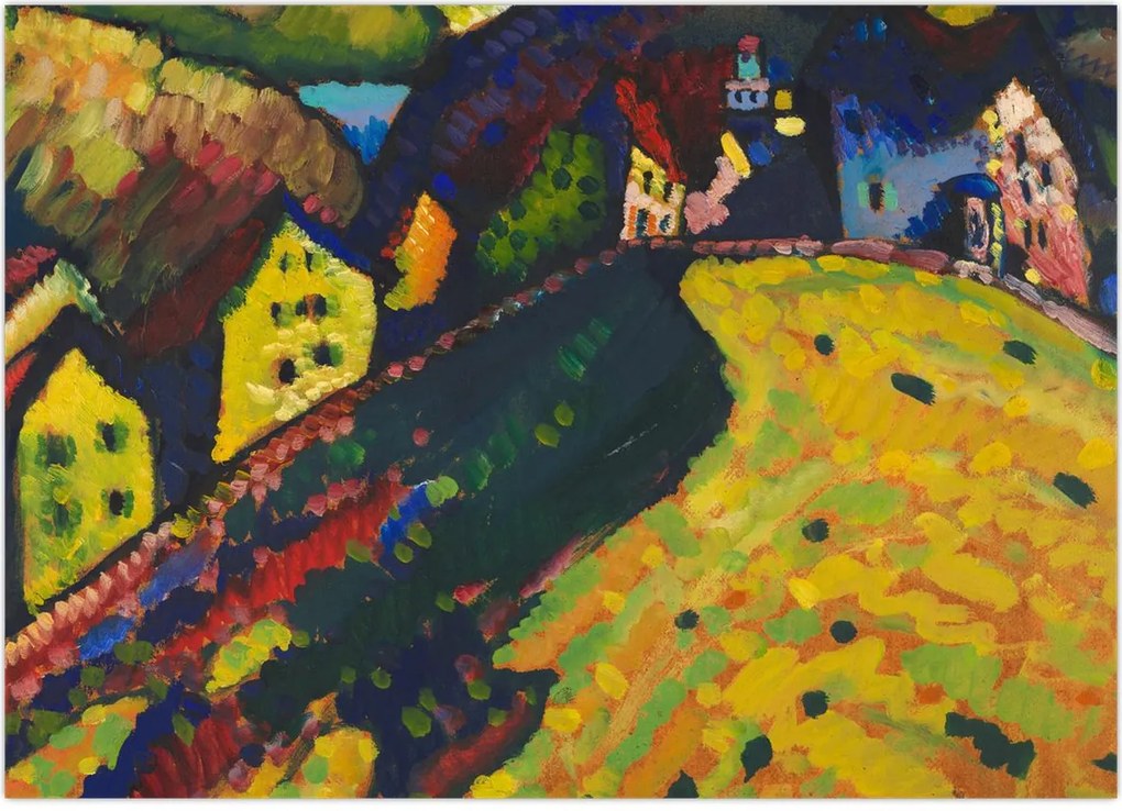 Tablou - Vasily Kandinsky, Houses at Murnau, reproducere (70x50 cm)