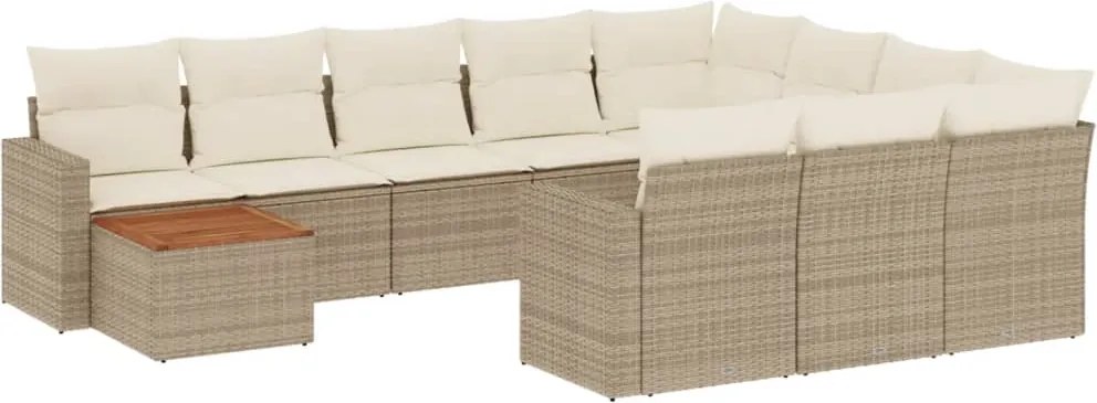 vidaXL Set canapele de grădină cu perne, 11 piese, bej, poliratan