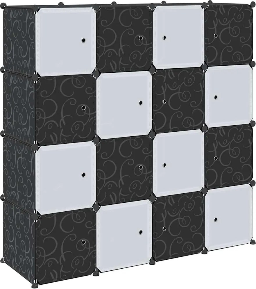 vidaXL Organizator cuburi depozitare cu 16 cuburi și tije de agățat PP