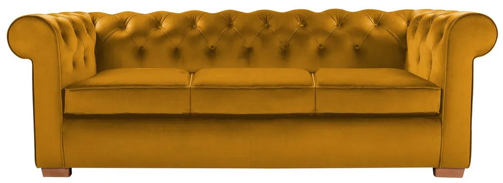 Canapea Oxford Chesterfield, 93x214x75 cm, 3 locuri, Galben mustar