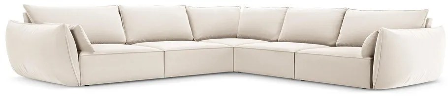 Colțar bej cu tapițerie din catifea Vanda – Mazzini Sofas