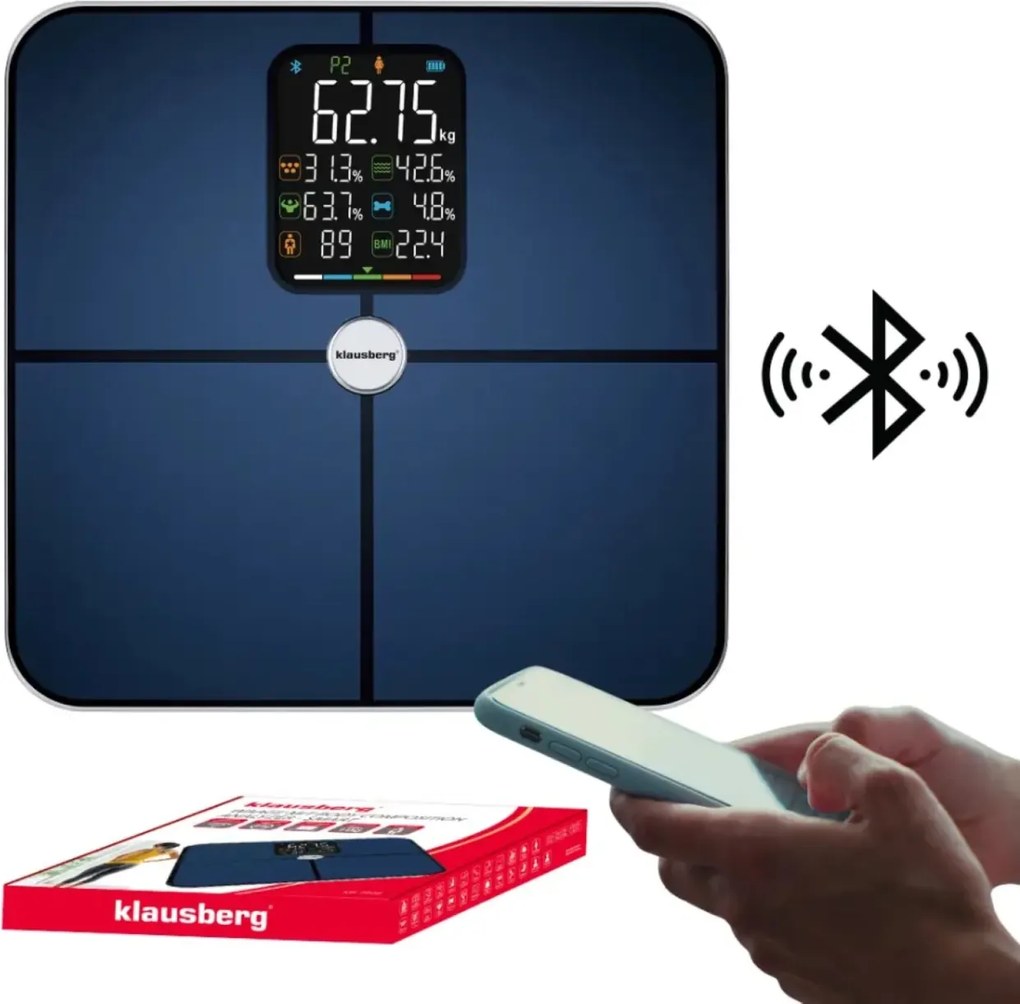 Cantar de baie smart cu analiza corporala Klausberg KB-7940 albastru