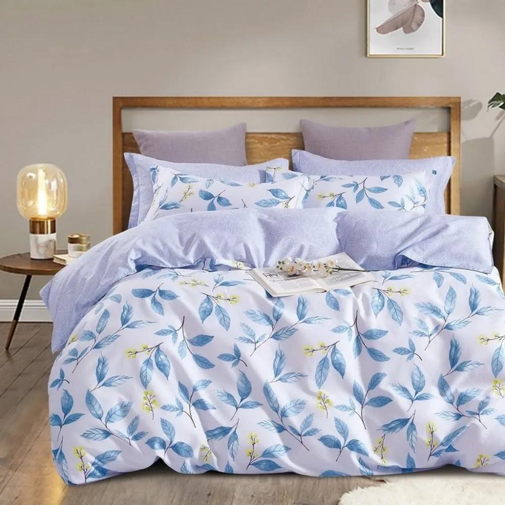 Lenjerie de pat reversibilă lila, cu model floral 3 părți: 1buc 180x200 + 2buc 70 cmx80