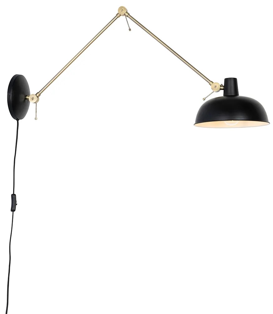 Lampă de perete retro neagră cu bronz - Milou