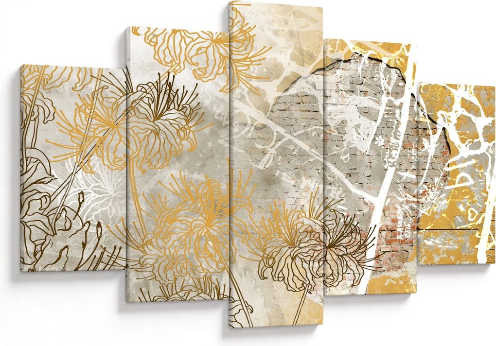 Tablou - Vintage perete cu flori (150x105 cm)