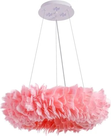 Brilagi - Lustră LED pe cablu FEATHER 3xE27/40W/230V + 3xLED/3W diam. 50 cm roz