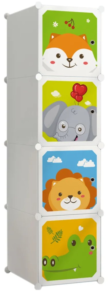 Dulap Modular Copii, 4 Compartimente, D4382, Alb
