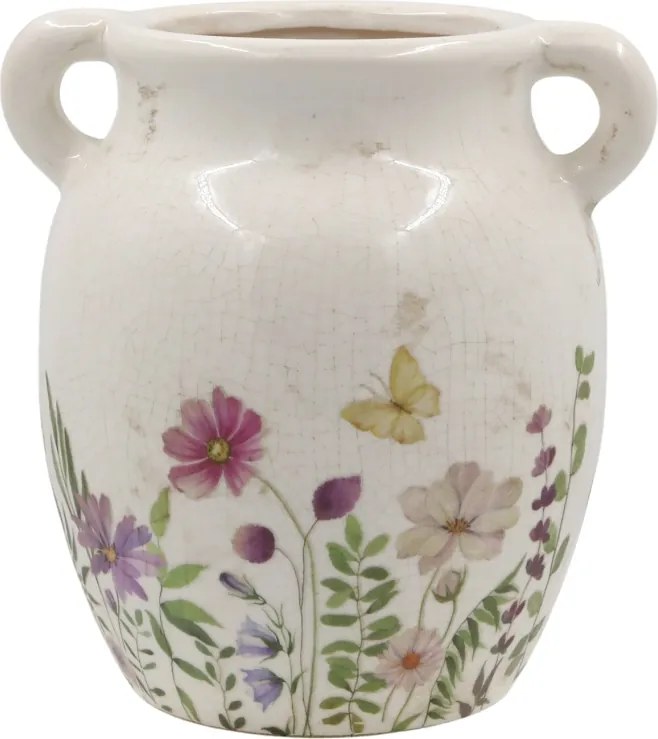 Ghiveci din ceramica, cu motive florale, D19cm, Avignon