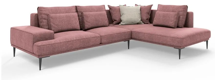 Canapea extensibilă cu șezlong dreapta Interieurs 86 Liege, roz