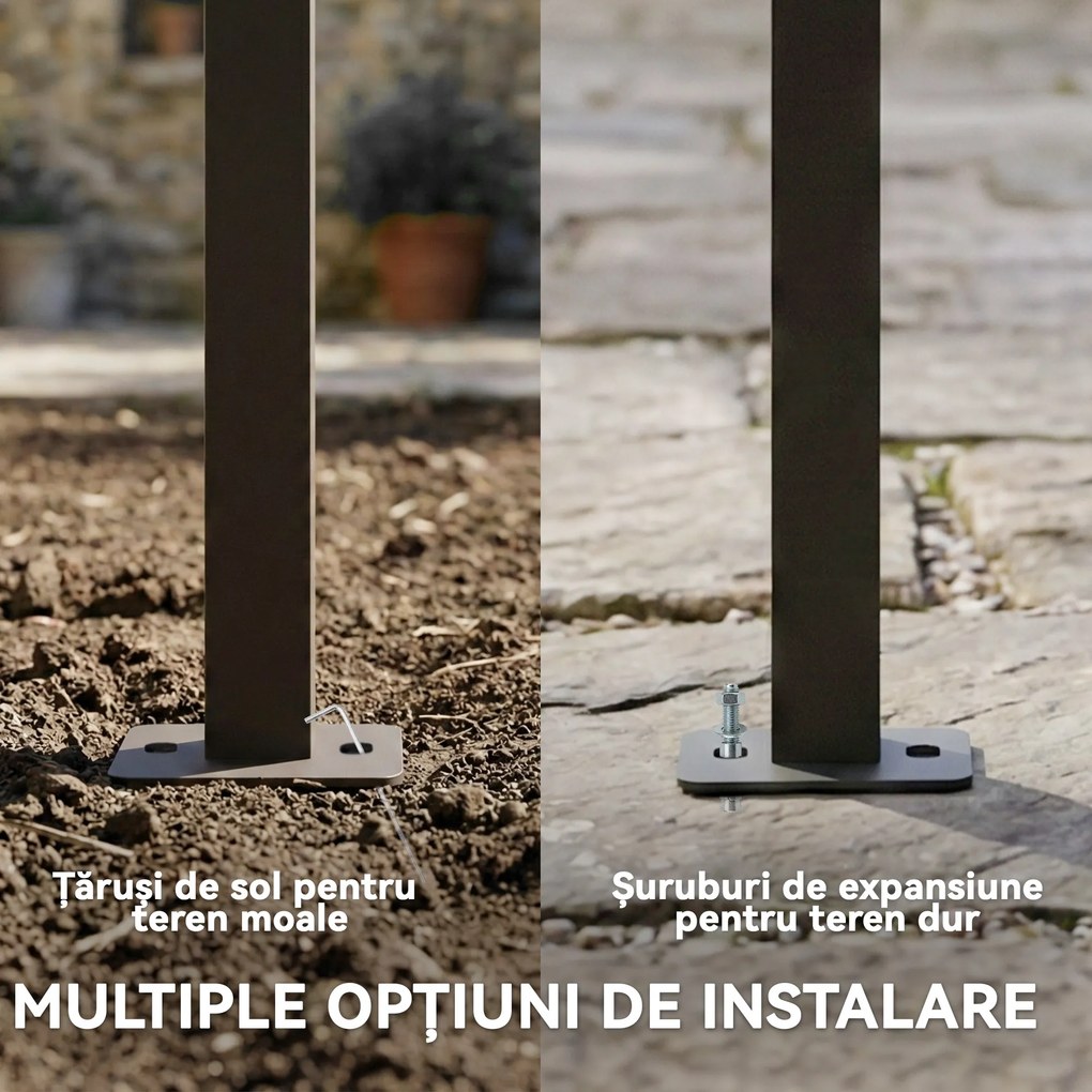 Outsunny Pergolă Montată pe Perete 3x4 m cu Acoperiș Retractabil Glisant, Găuri de Drenaj, Pergolă de Grădină din Poliester și Oțel, pentru Terasă, Grădină, Exterior, UV30+, Crem | Aosom Romania
