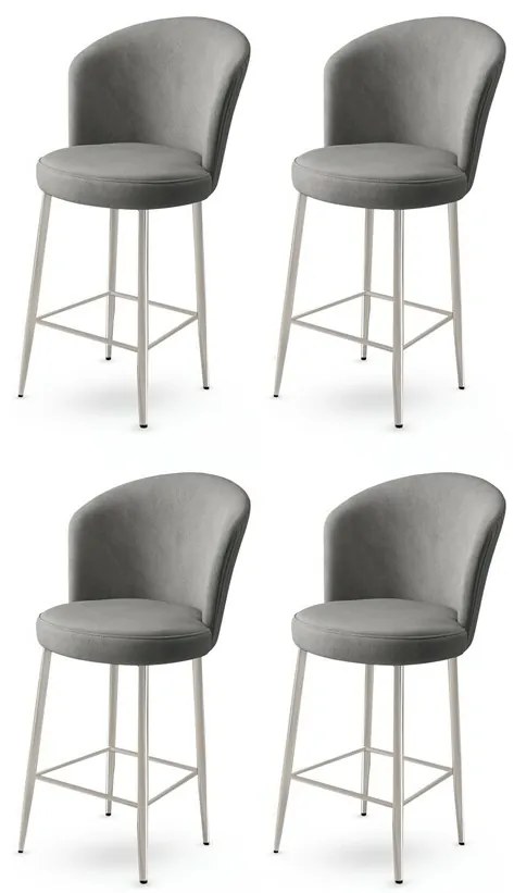 Set de scaune de bar Fora Grey și Chrome, 4 buc.