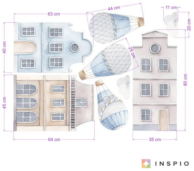 INSPIO Case albastre într-o cameră pentru copii cu baloane