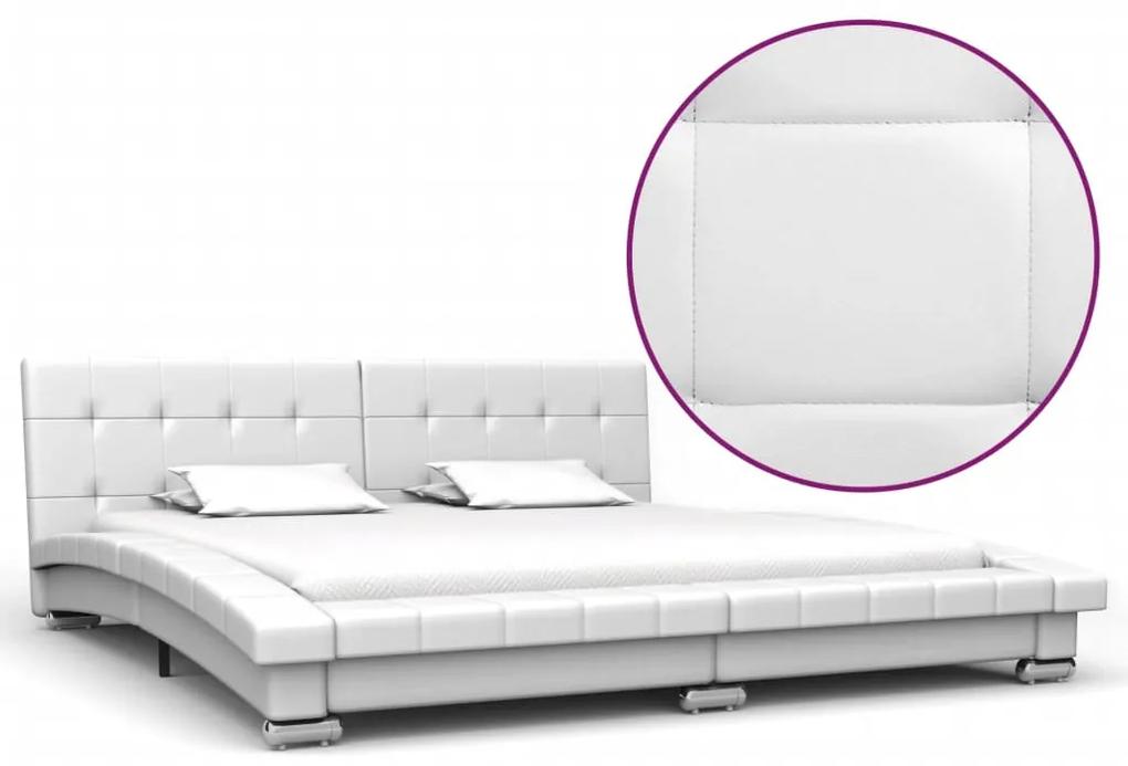 280625 vidaXL Cadru de pat, alb, 200 x 160 cm, piele ecologică