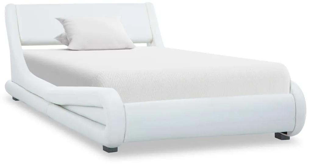 285709 vidaXL Cadru de pat, alb, 100 x 200 cm, piele ecologică