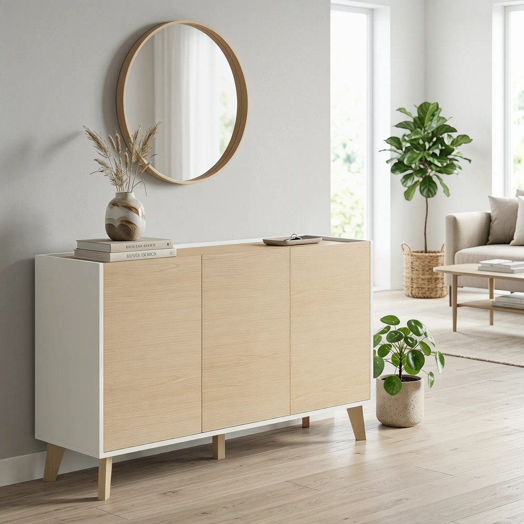 HOMCOM Bufet cu Uși Soft-Close 120 cm, Lemn și Alb | Aosom Romania