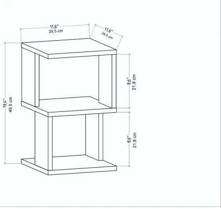 Noptieră ZUNA, stejar/alb