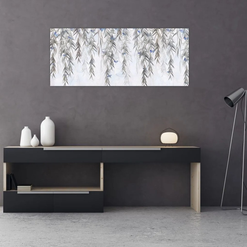 Tablou - Crenguțe de salcie cu fluturi (120x50 cm)