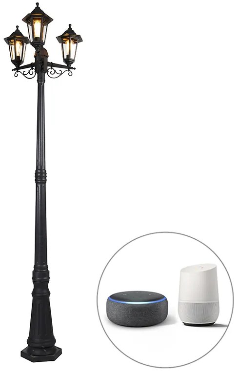 Lămpă de exterior inteligentă neagră cu 3 lumini incluzând Wifi ST64 - New Haven