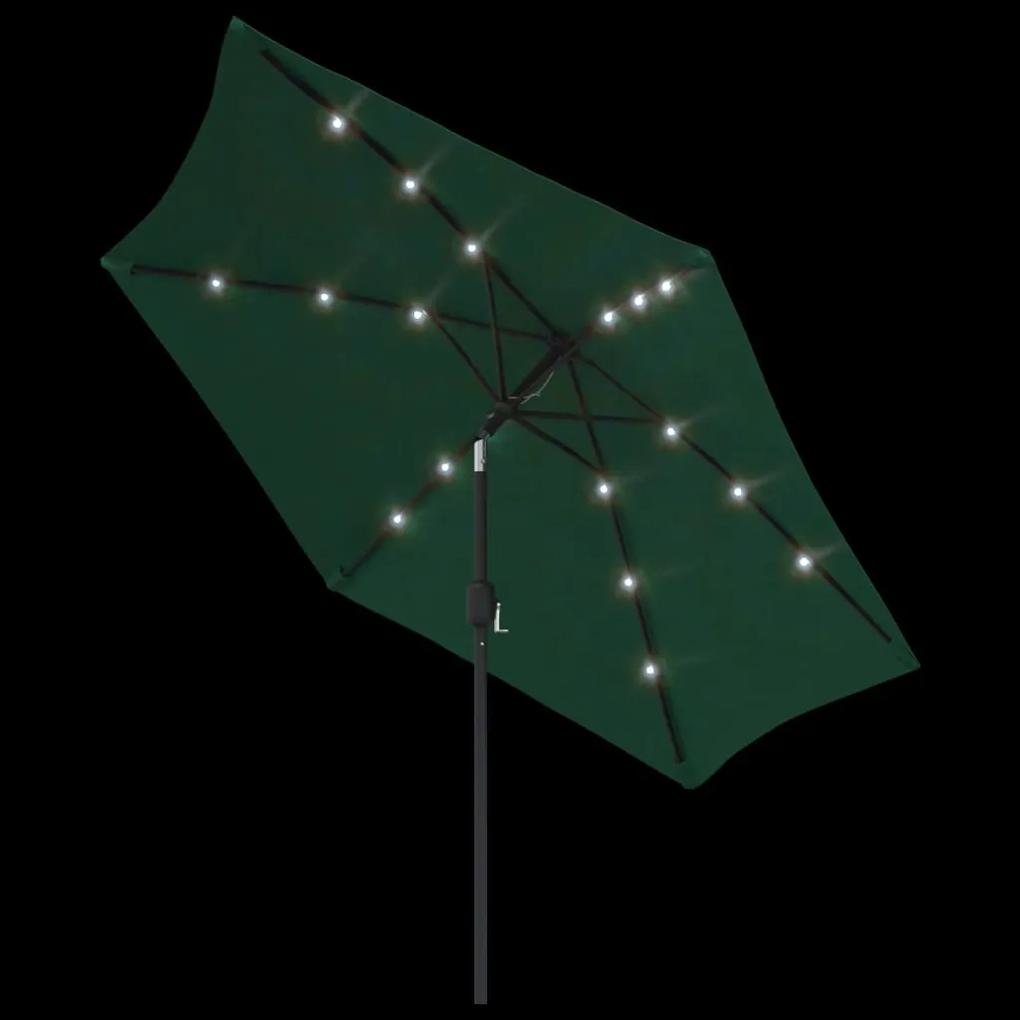 Umbrela de exterior cu LED-uri 3 m, Verde Verde