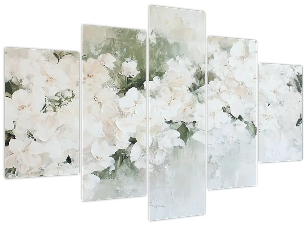 Tablou - Abstracție de Flori Albe (150x105 cm)