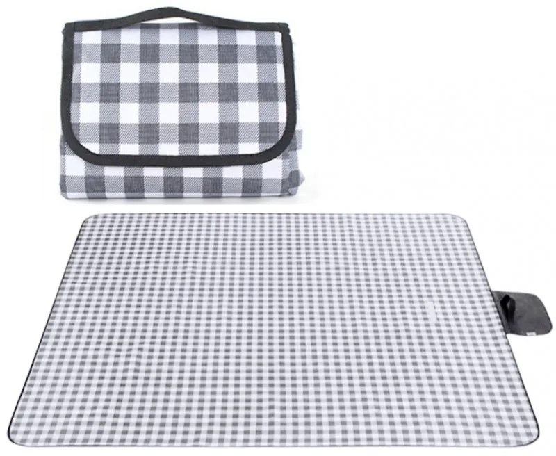 Pătură de picnic cu model în carouri gri 200 x 115 cm