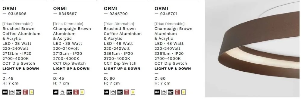 Plafoniera LED design modern circular ORMI coffee D-60cm