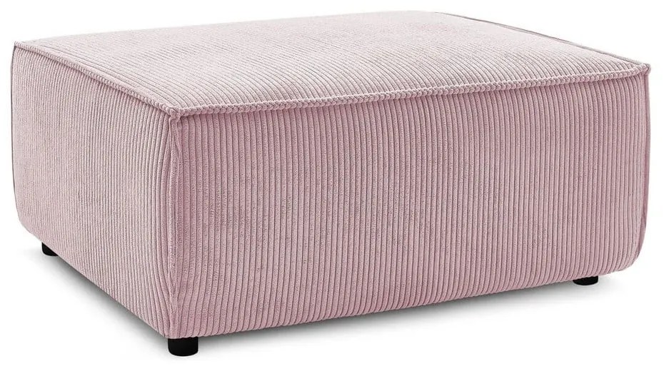 Taburet roz deschis cu tapițerie din catifea reiată Nihad – Bobochic Paris