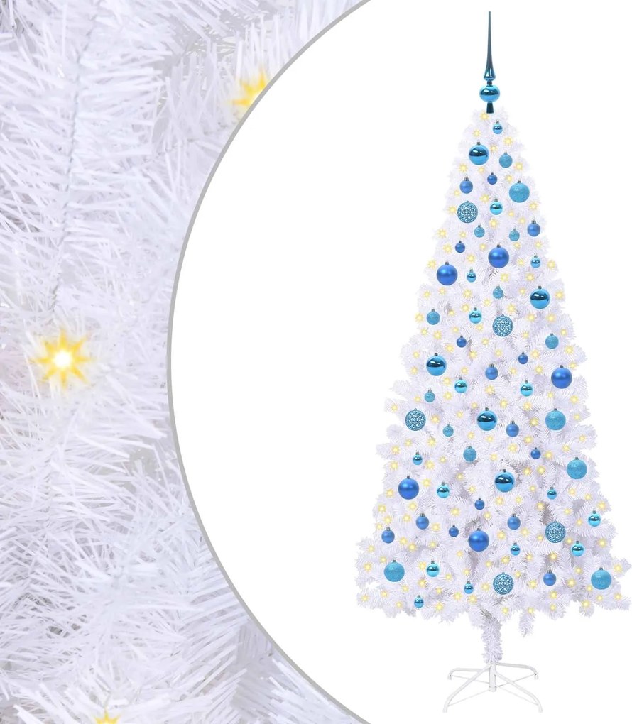 vidaXL Brad de Crăciun artificial cu 300 LED Alb 180 cm PVC și Oțel