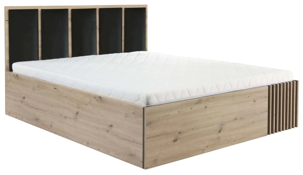 Pat matrimonial 140 cm Claudi 16 (cu somieră) (Stejar artisan). 1055500