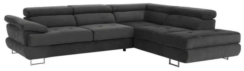Colţar, piele ecologică Gri-Maro, model dreapta, BUTON P