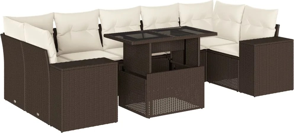 vidaXL Set canapele de grădină cu perne, 8 piese, maro, poliratan