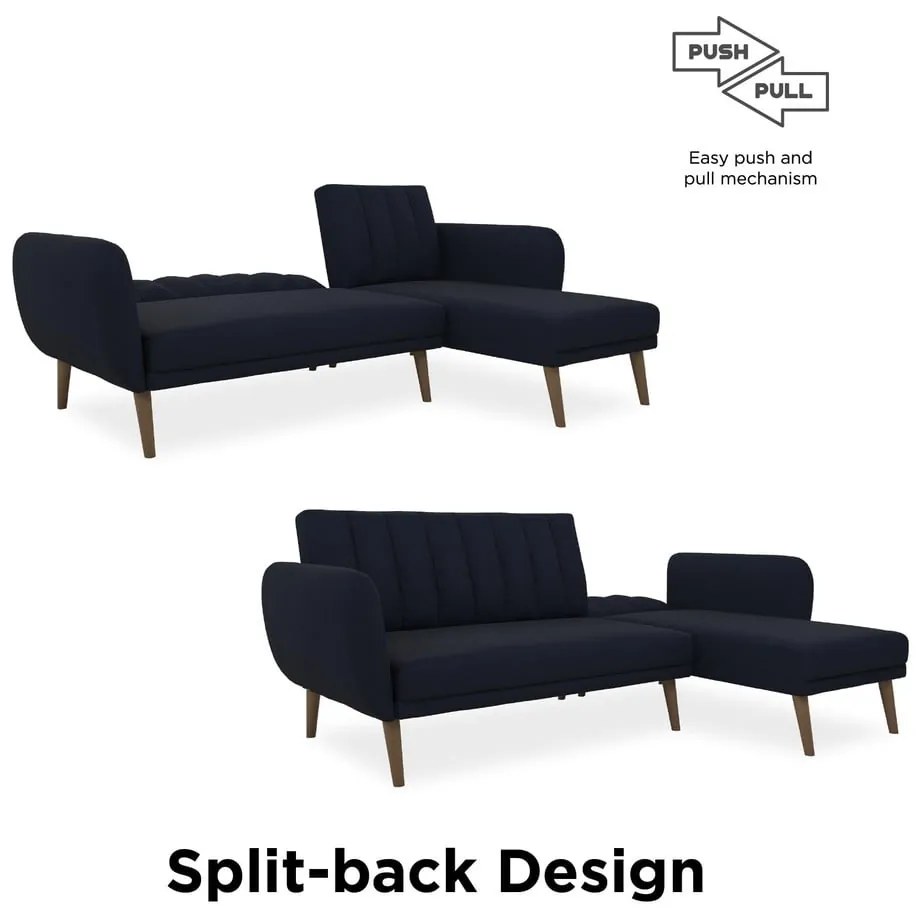 Colțar extensibil albastru închis Brittany - Novogratz