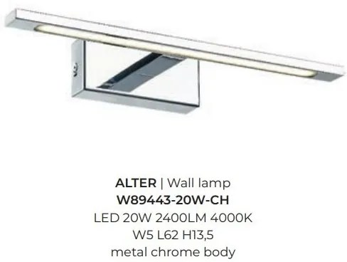 Aplica de perete LED pentru oglinda sau tablou ALTER crom 20W
