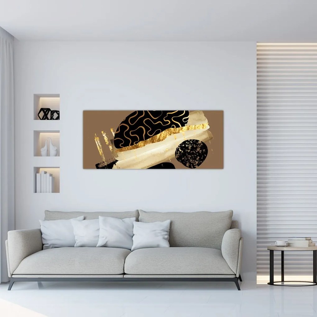 Tablou - Abstracție maro auriu N⁰3 (120x50 cm)