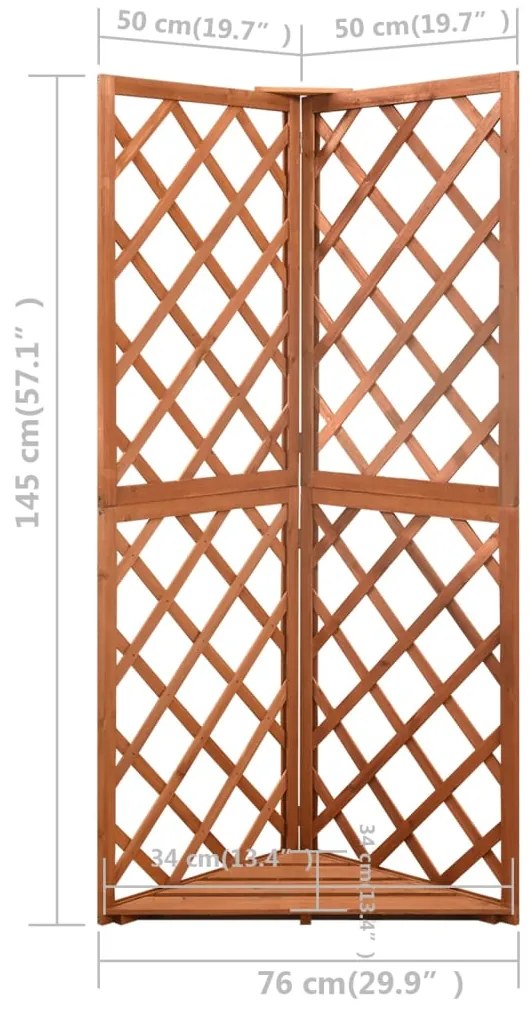 Spalier de colt, 50x50x145 cm, lemn masiv brad 1, Maro